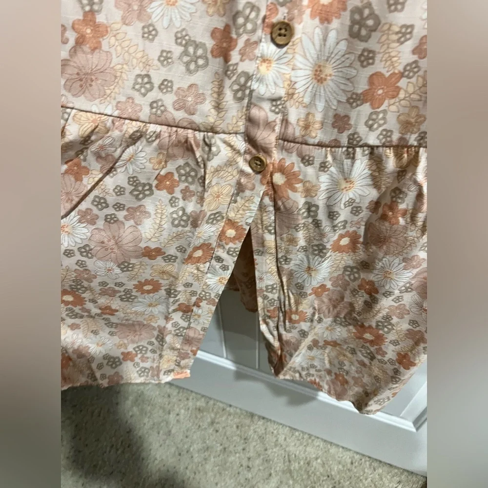 LC Lauren Conrad tan peach flower floral dress petite XL PXL - Picture 5 of 12